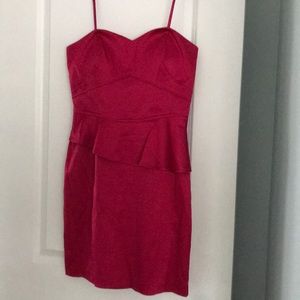 Strapless raspberry red dress